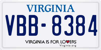 VA license plate VBB8384