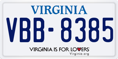 VA license plate VBB8385