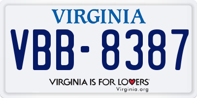 VA license plate VBB8387