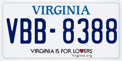 VA license plate VBB8388