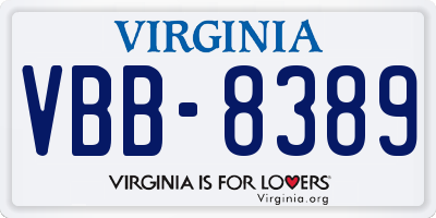 VA license plate VBB8389