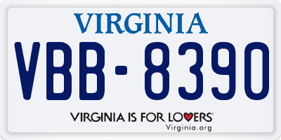 VA license plate VBB8390