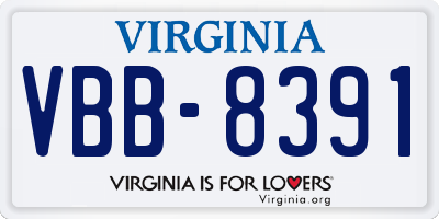VA license plate VBB8391