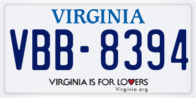 VA license plate VBB8394