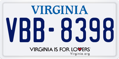 VA license plate VBB8398