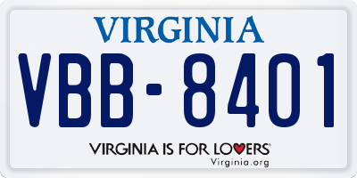 VA license plate VBB8401