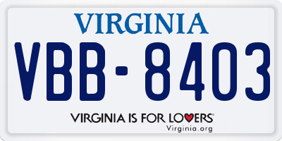 VA license plate VBB8403