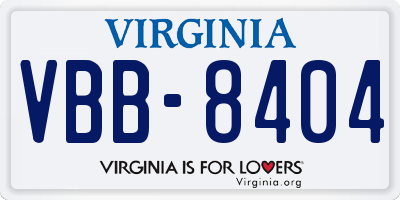 VA license plate VBB8404