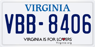 VA license plate VBB8406