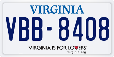 VA license plate VBB8408
