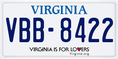 VA license plate VBB8422