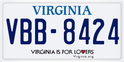 VA license plate VBB8424