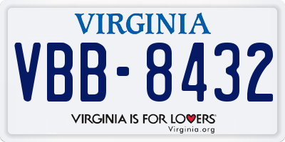 VA license plate VBB8432