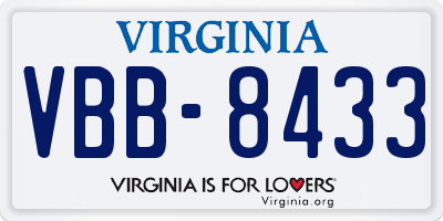 VA license plate VBB8433