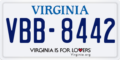 VA license plate VBB8442