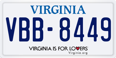 VA license plate VBB8449