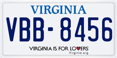 VA license plate VBB8456