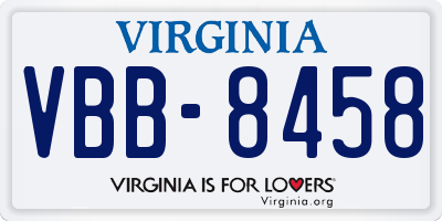 VA license plate VBB8458