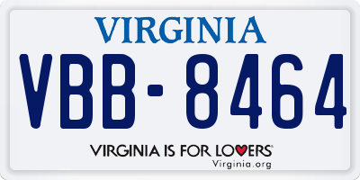 VA license plate VBB8464