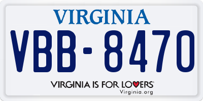 VA license plate VBB8470