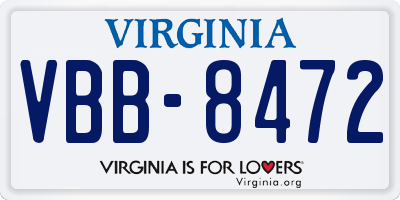 VA license plate VBB8472