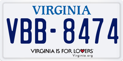 VA license plate VBB8474