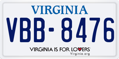 VA license plate VBB8476