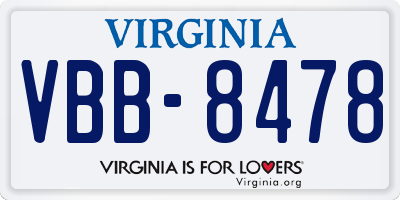 VA license plate VBB8478