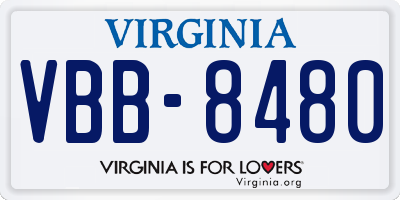 VA license plate VBB8480