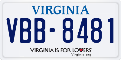 VA license plate VBB8481