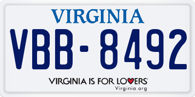 VA license plate VBB8492