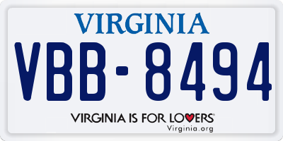 VA license plate VBB8494