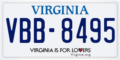 VA license plate VBB8495