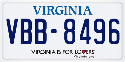 VA license plate VBB8496