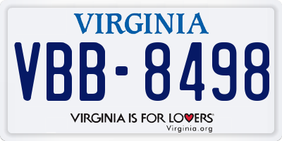 VA license plate VBB8498