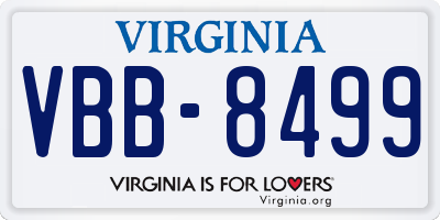 VA license plate VBB8499
