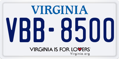 VA license plate VBB8500