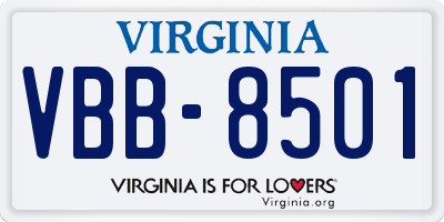 VA license plate VBB8501