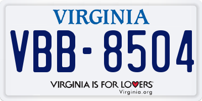 VA license plate VBB8504