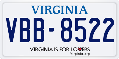 VA license plate VBB8522