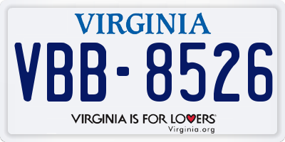 VA license plate VBB8526