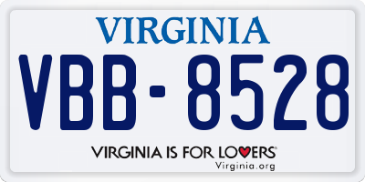 VA license plate VBB8528