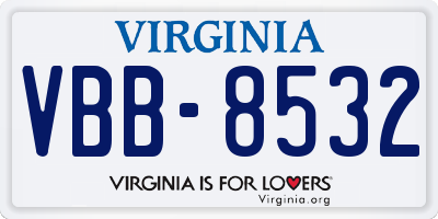 VA license plate VBB8532