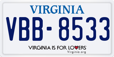 VA license plate VBB8533