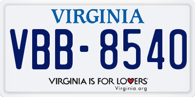 VA license plate VBB8540
