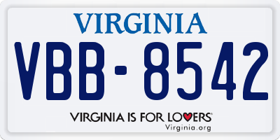 VA license plate VBB8542