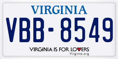 VA license plate VBB8549