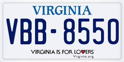 VA license plate VBB8550