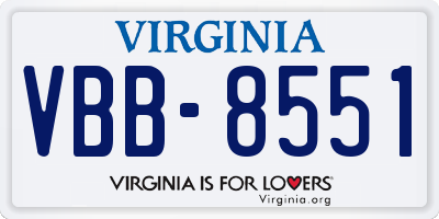 VA license plate VBB8551
