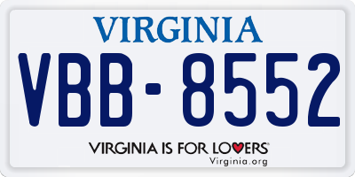 VA license plate VBB8552